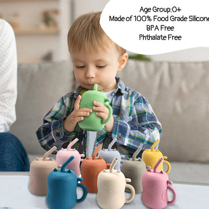 Silicone Baby Feeding Cup with Straw