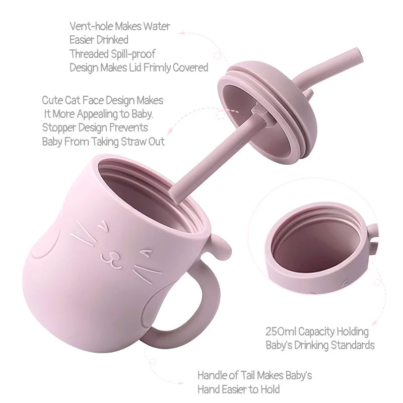 Silicone Baby Feeding Cup with Straw