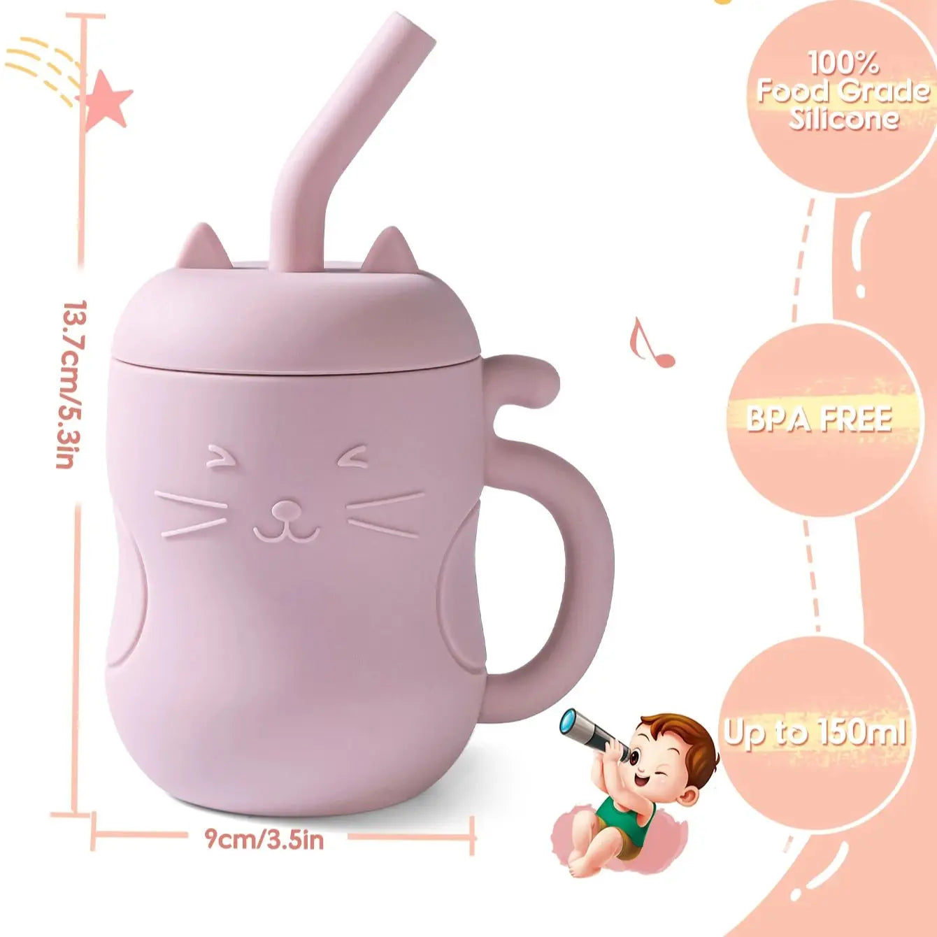 Silicone Baby Feeding Cup with Straw